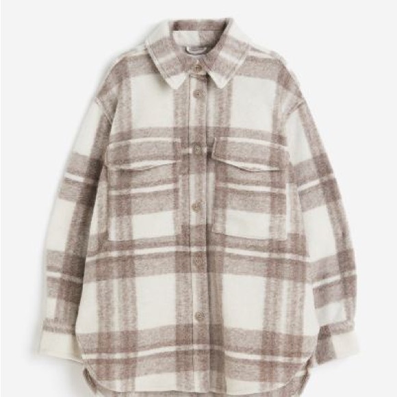 Beige Plaid Oversized Shacket - Picture 7 of 7